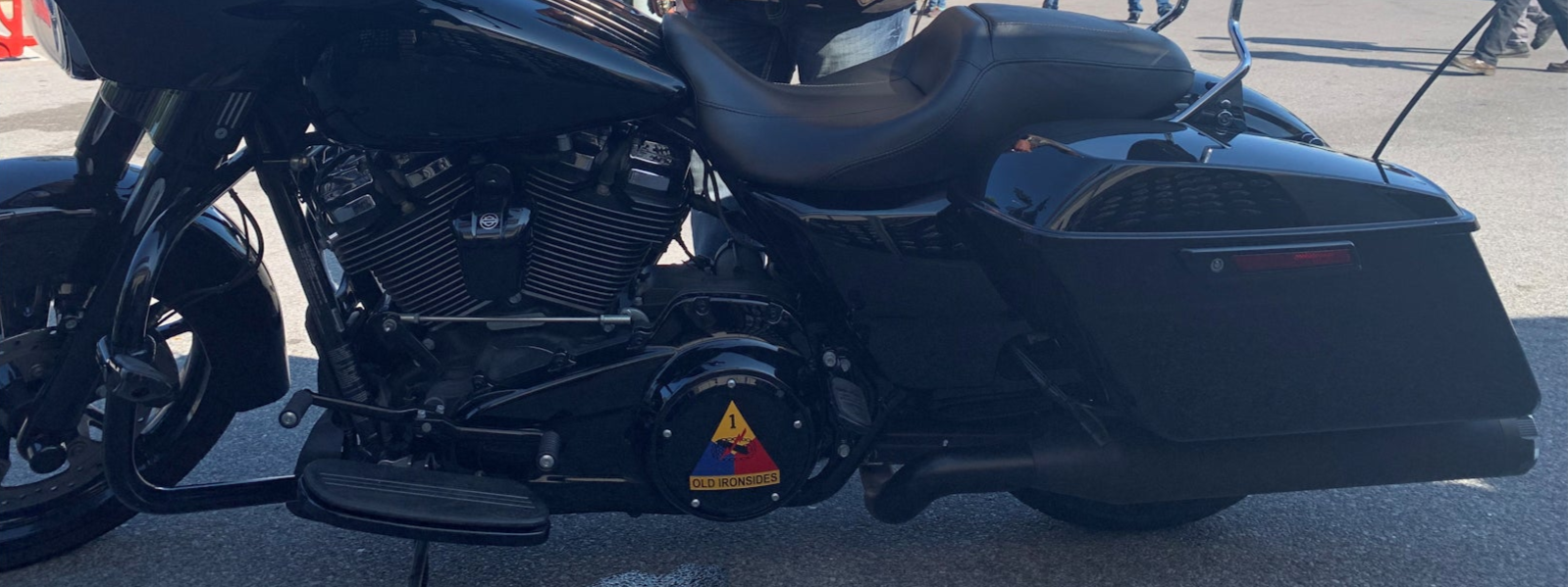 Matte black motorcycle with old ironsides timing cover