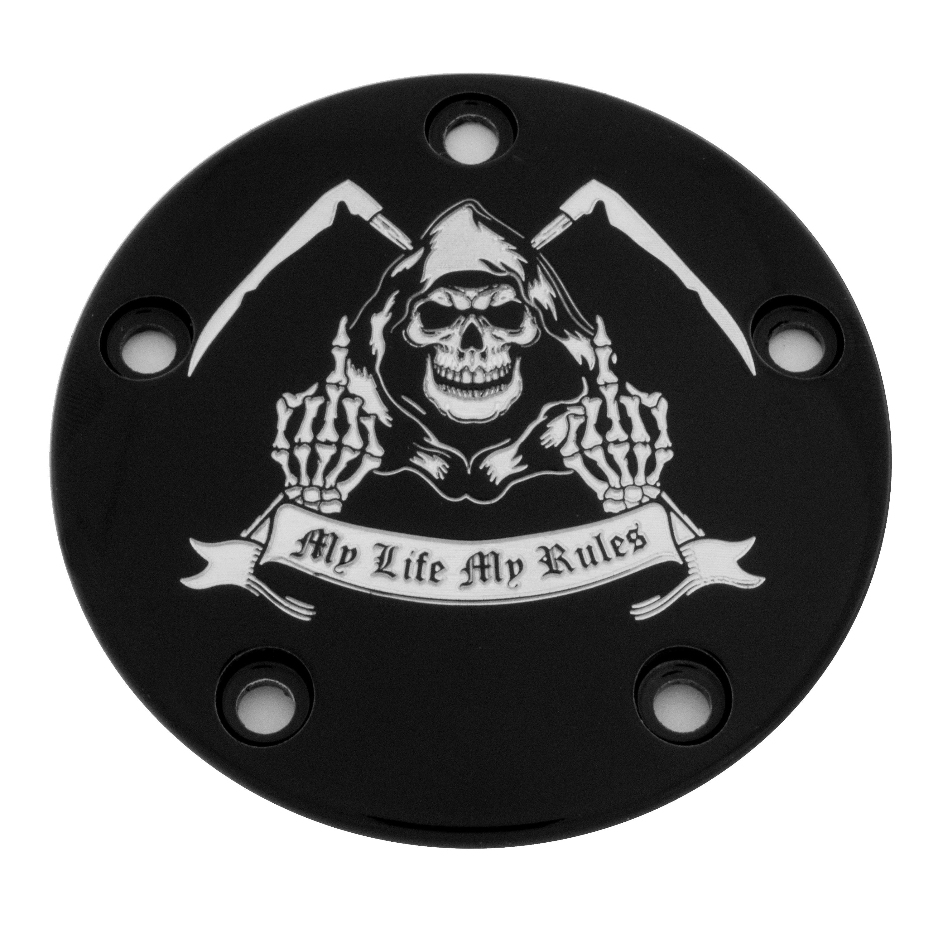 My Life, My Rules Black Gloss Twin Cam Timer Cover