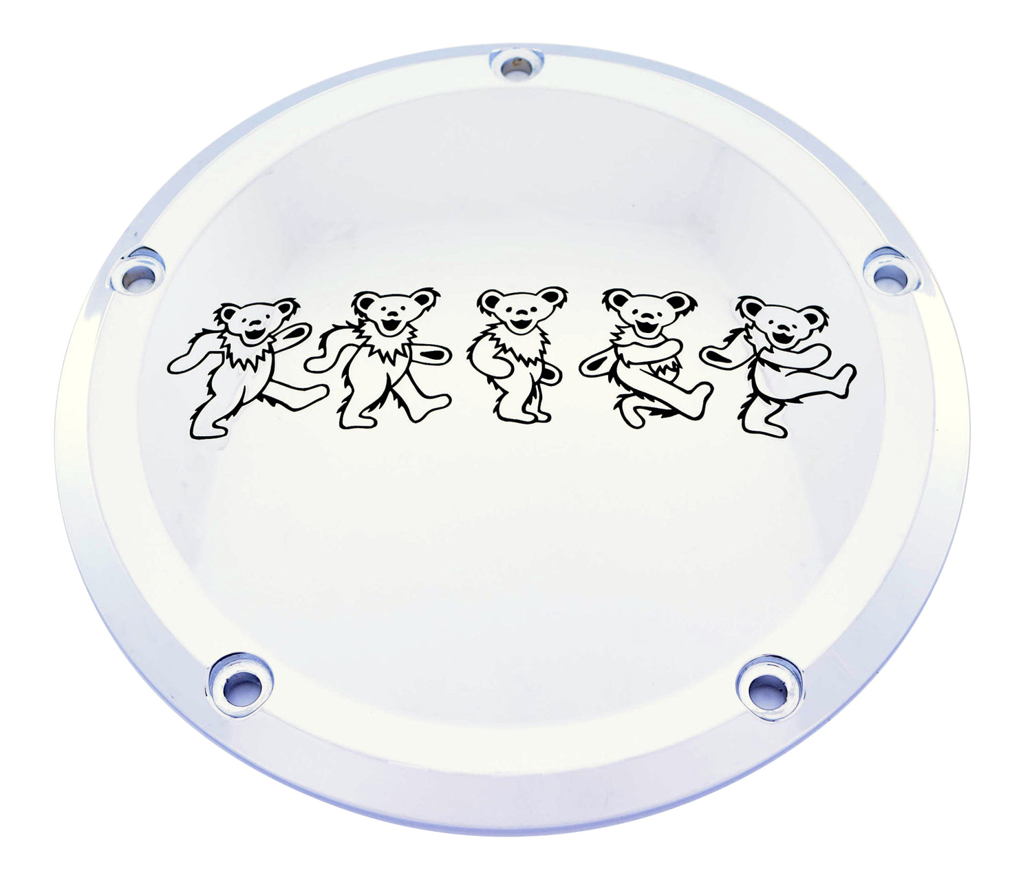 Dancing Bears - 7¼ inch Derby Cover, Black and Chrome