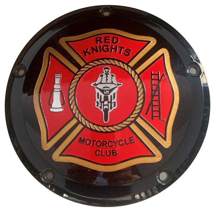 Red Knights Twin Cam Derby Cover 7 ¼ Inch Diameter