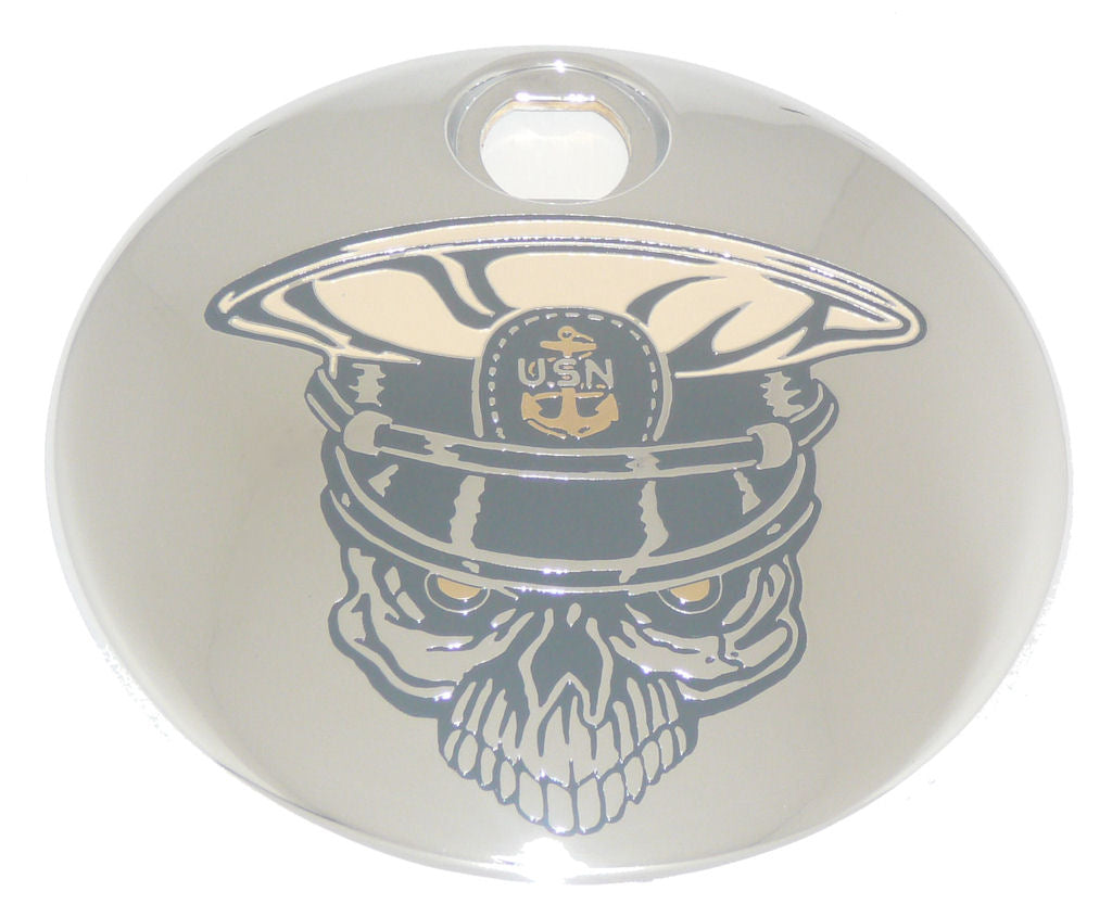 Navy Chief Skull - 2008 & Newer Console Cover (Fuel Door)