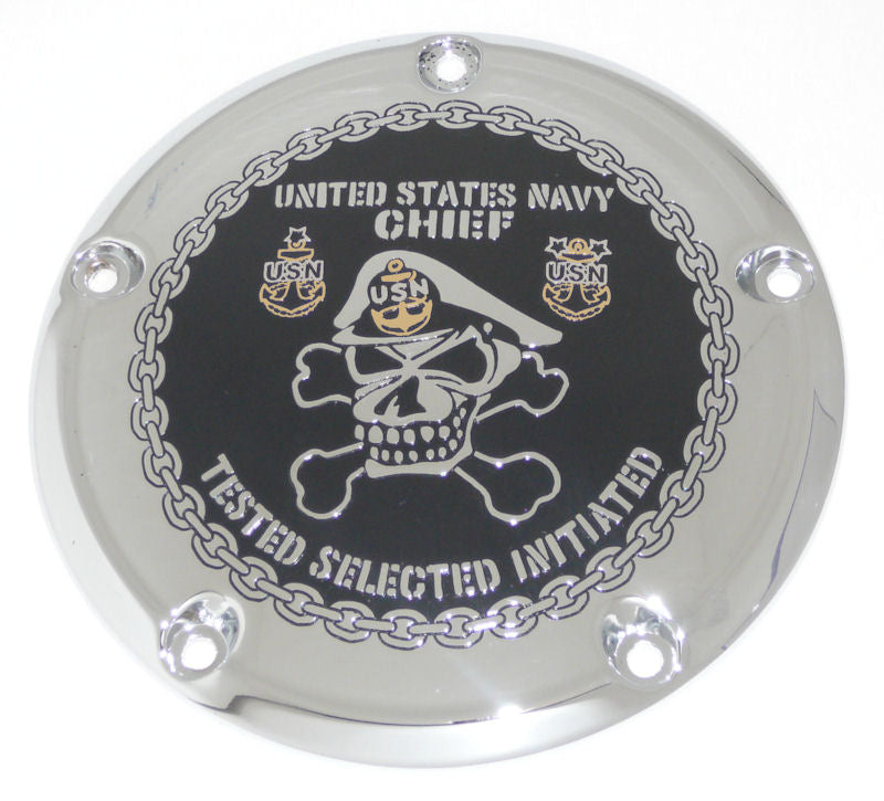 Navy Chief Skull & XBones - Gold Anchors TC Derby Cover