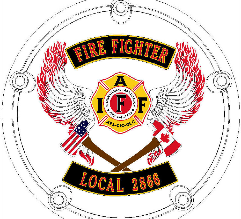 IAFF-MG logo with Local No. TC Derby Cover, 7 ¼ inches in diameter