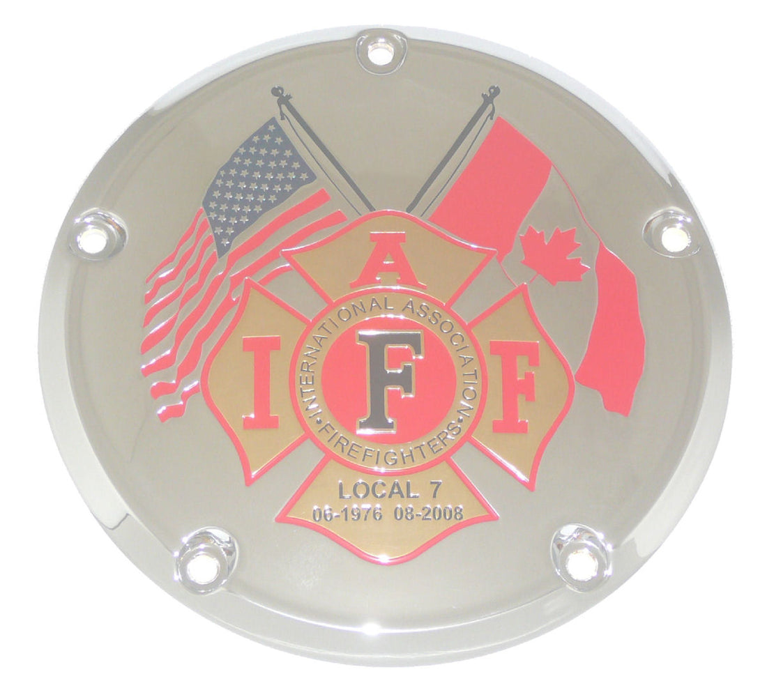IAFF - US &amp; Canadian Flags, Red Trim - TC88 Derby Cover