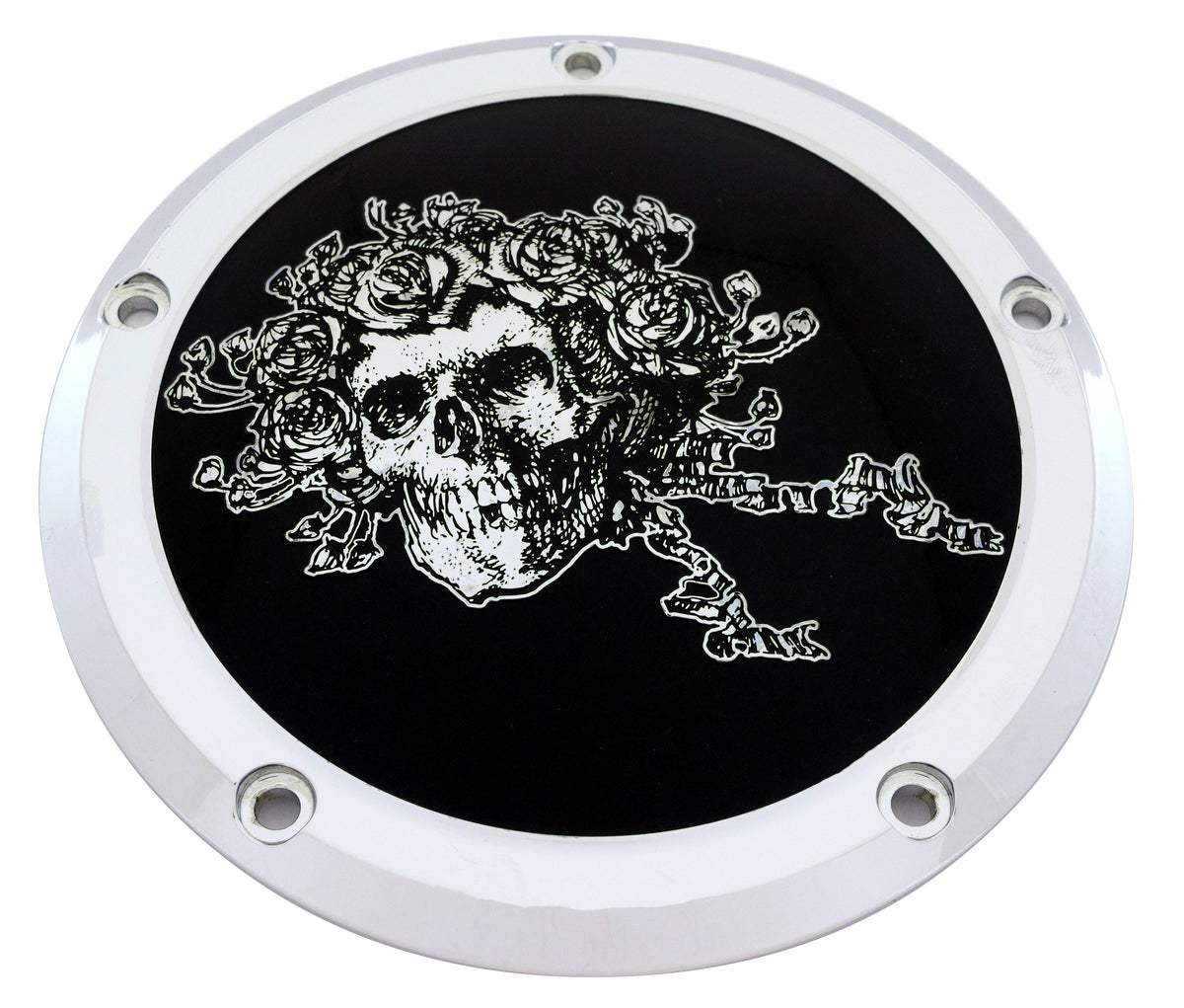 Skull & Roses - Black and Chrome – Custom Engraving Ltd