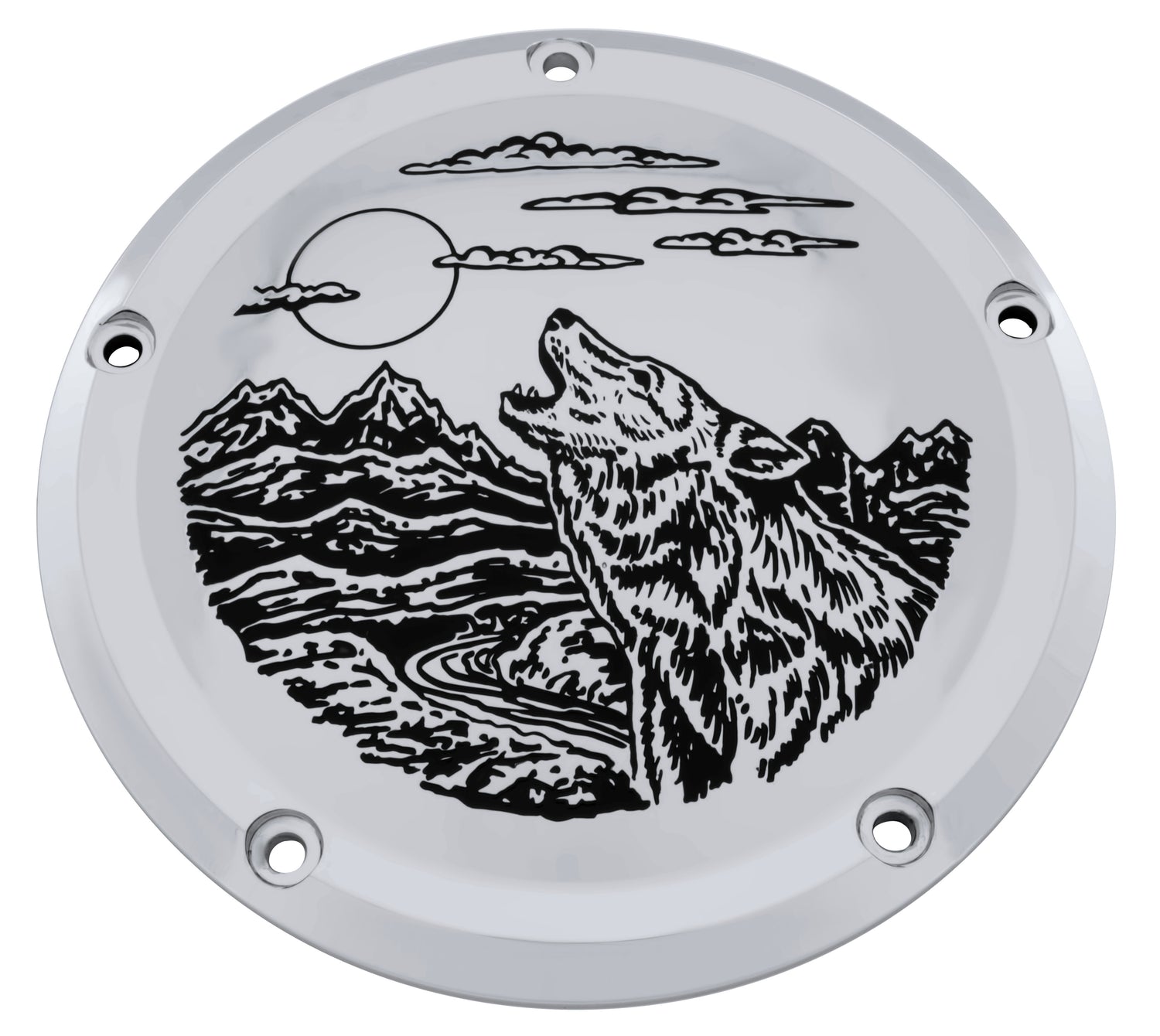 Wolf &amp; Mountain Range    Derby Cover, 7 ¾ inches diameter