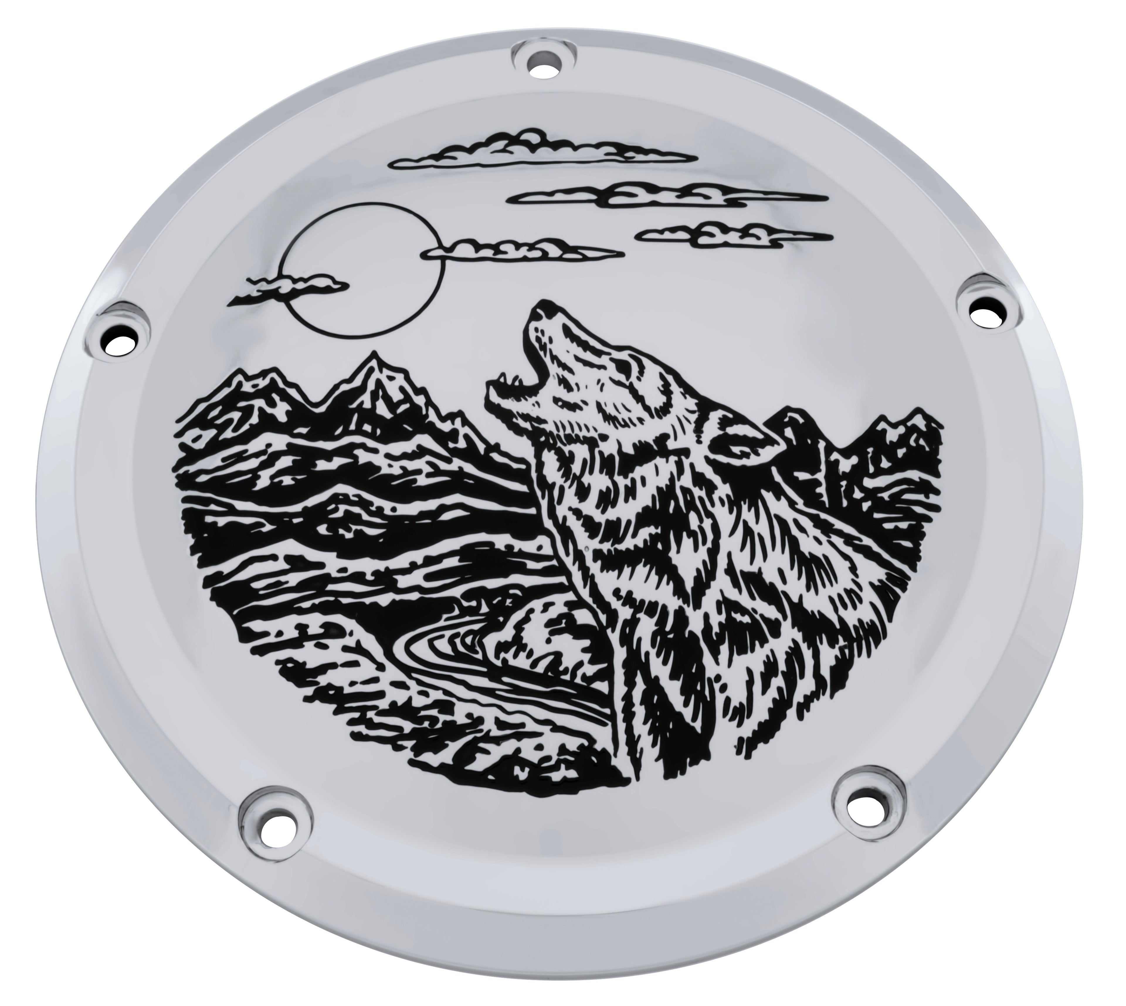 Wolf &amp; Mountain Range    Derby Cover, 7 ¾ inches diameter