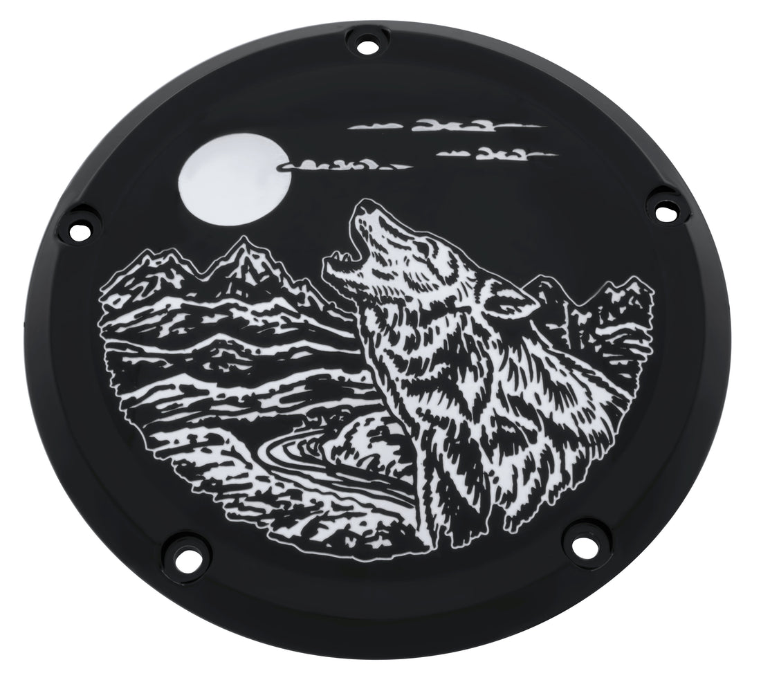 Wolf &amp; Mountain Range   2019 &amp; Later Black Gloss Softail Derby Cover