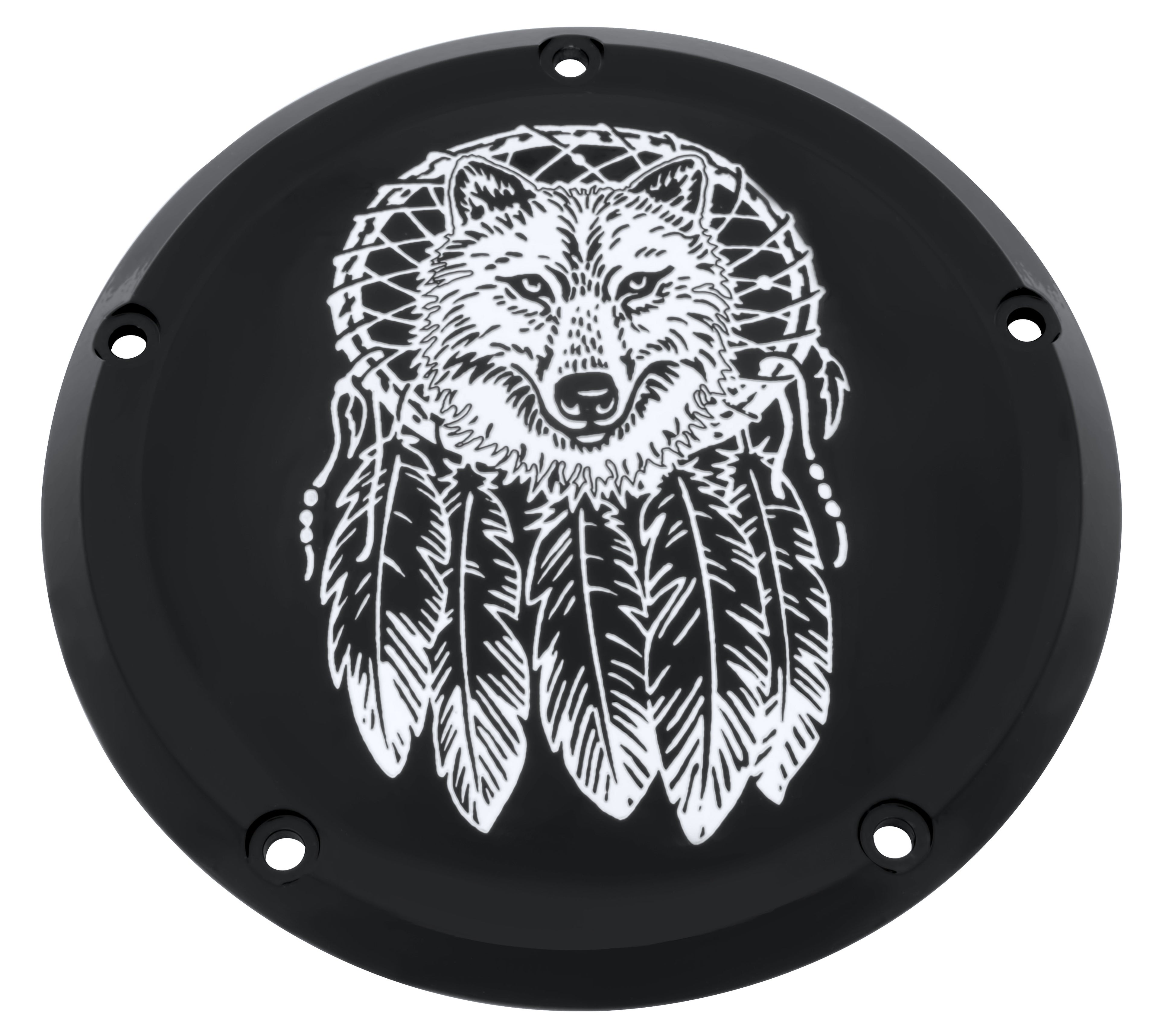 Dreamcatcher Wolf   2019 &amp; Later Black Gloss Softail Derby Cover