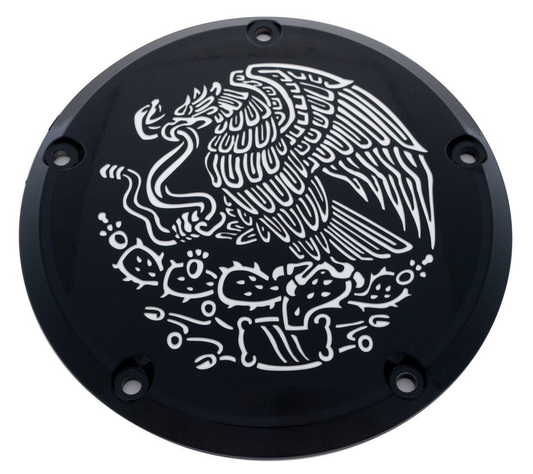 Mexico Eagle &amp; Snake   2019 &amp; Later Black Gloss Softail Derby Cover