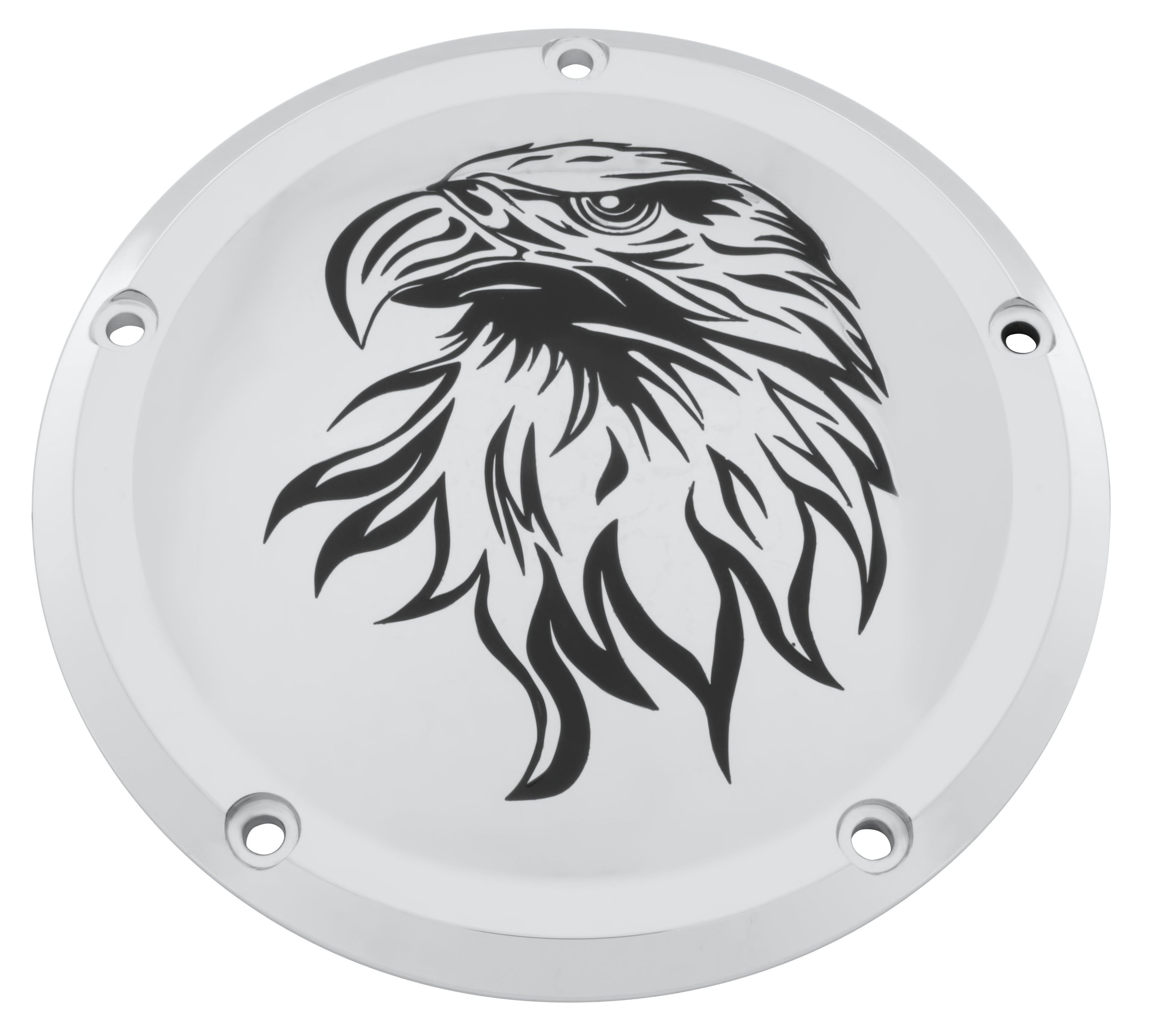 silver timing cover with black eagle design