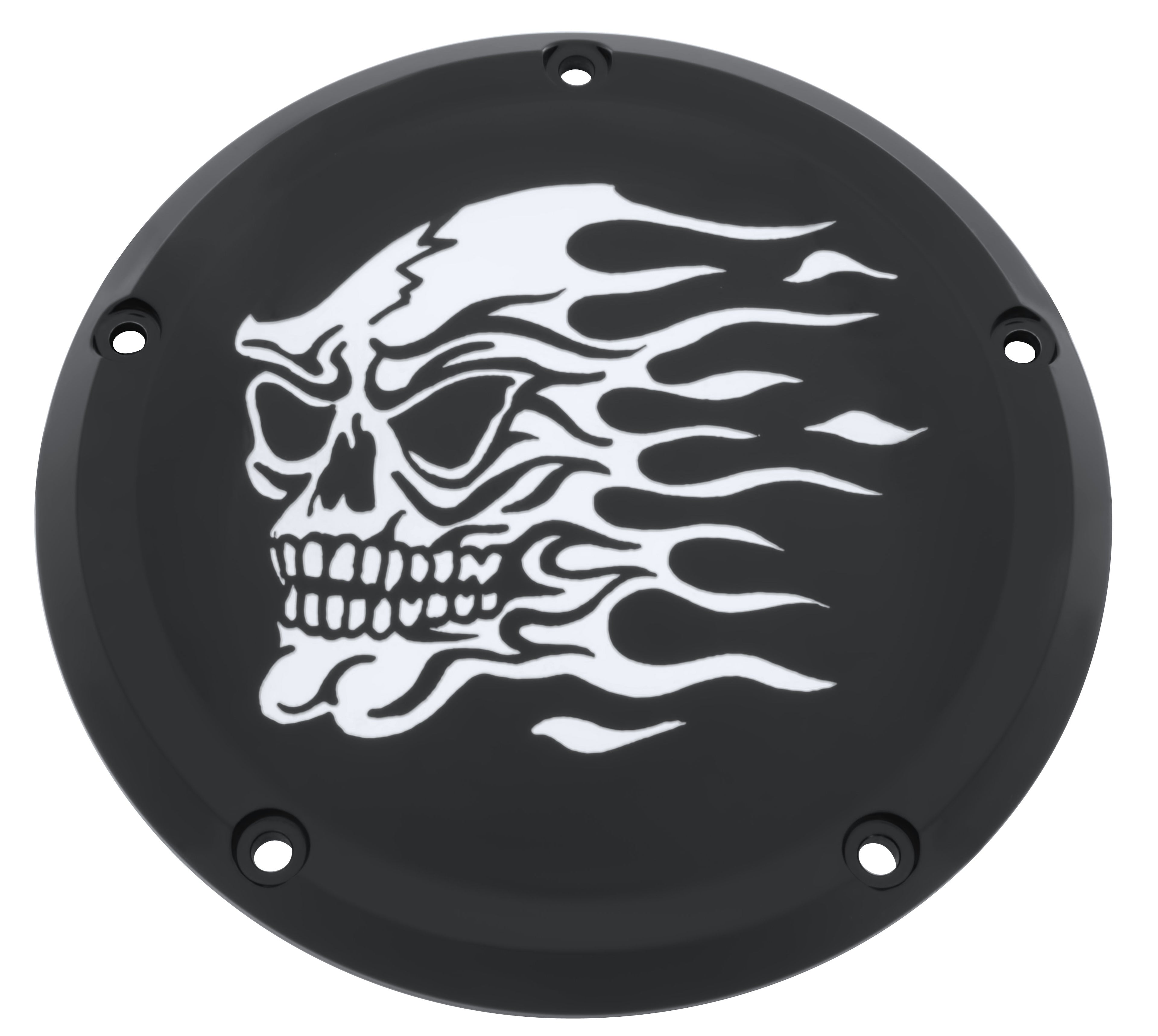 Flaming Skull - Twin Cam Black Gloss Derby Cover