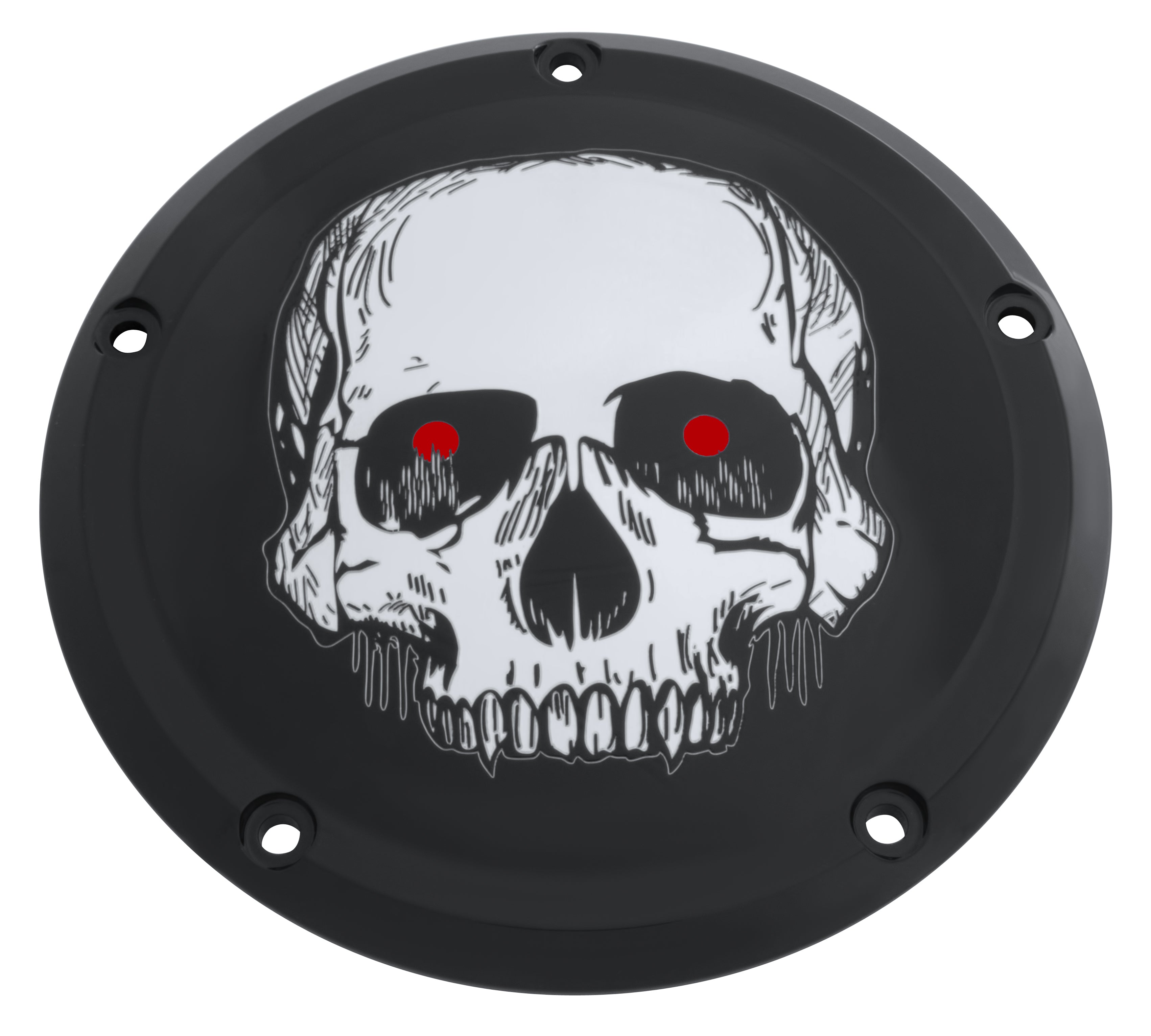Skull with Red Eyes - Black Gloss 2019 &amp; Later Softail 8 Derby Cover