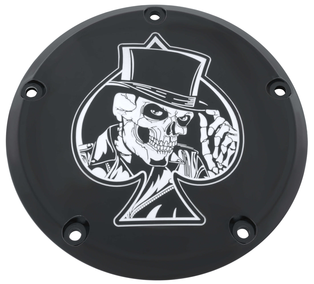 Ace of Spades Skull- Black Gloss  TC Derby Cover, 7 ¼ inches in diameter