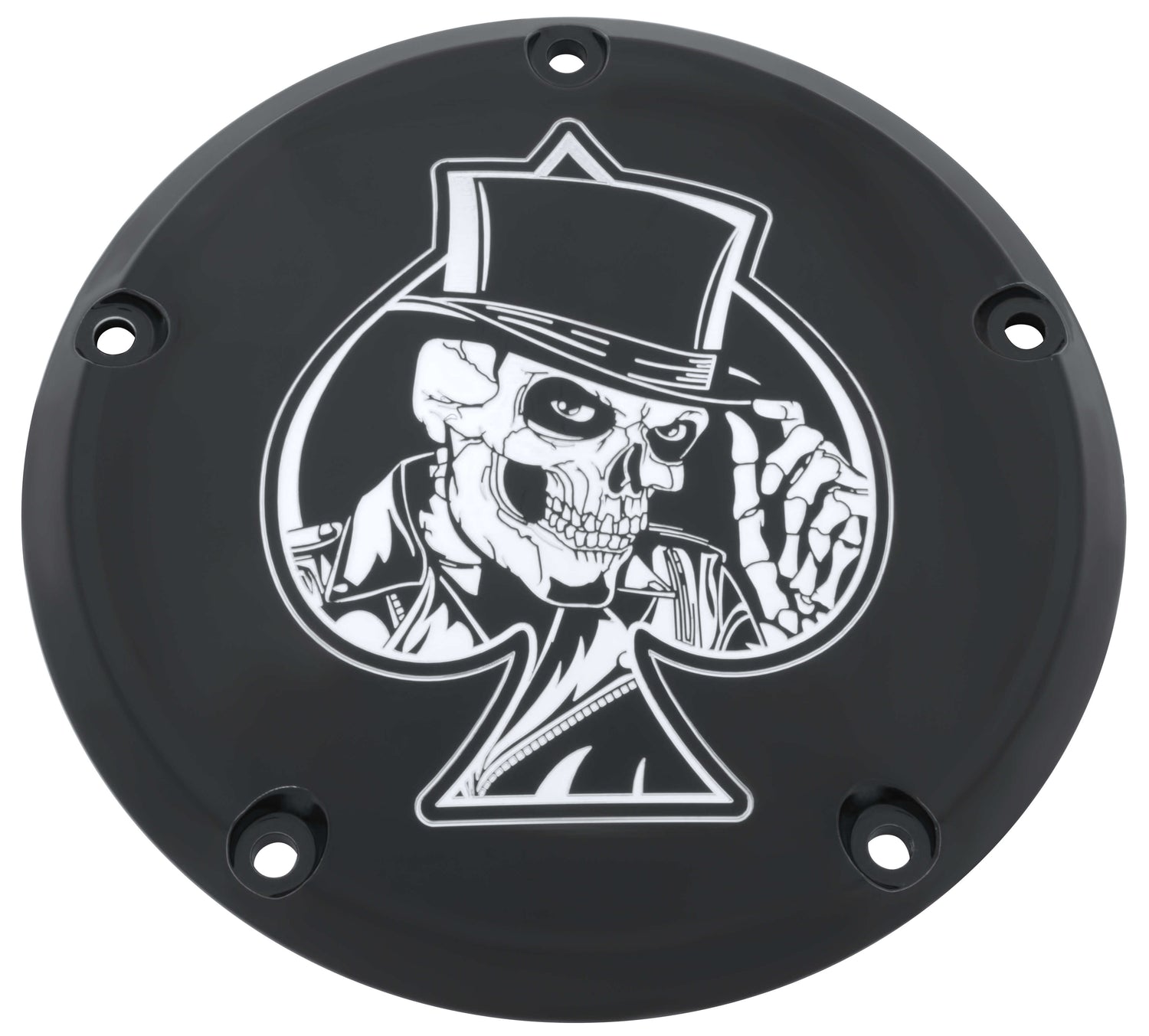 Ace of Spades Skull- Black Gloss  TC Derby Cover, 7 ¼ inches in diameter