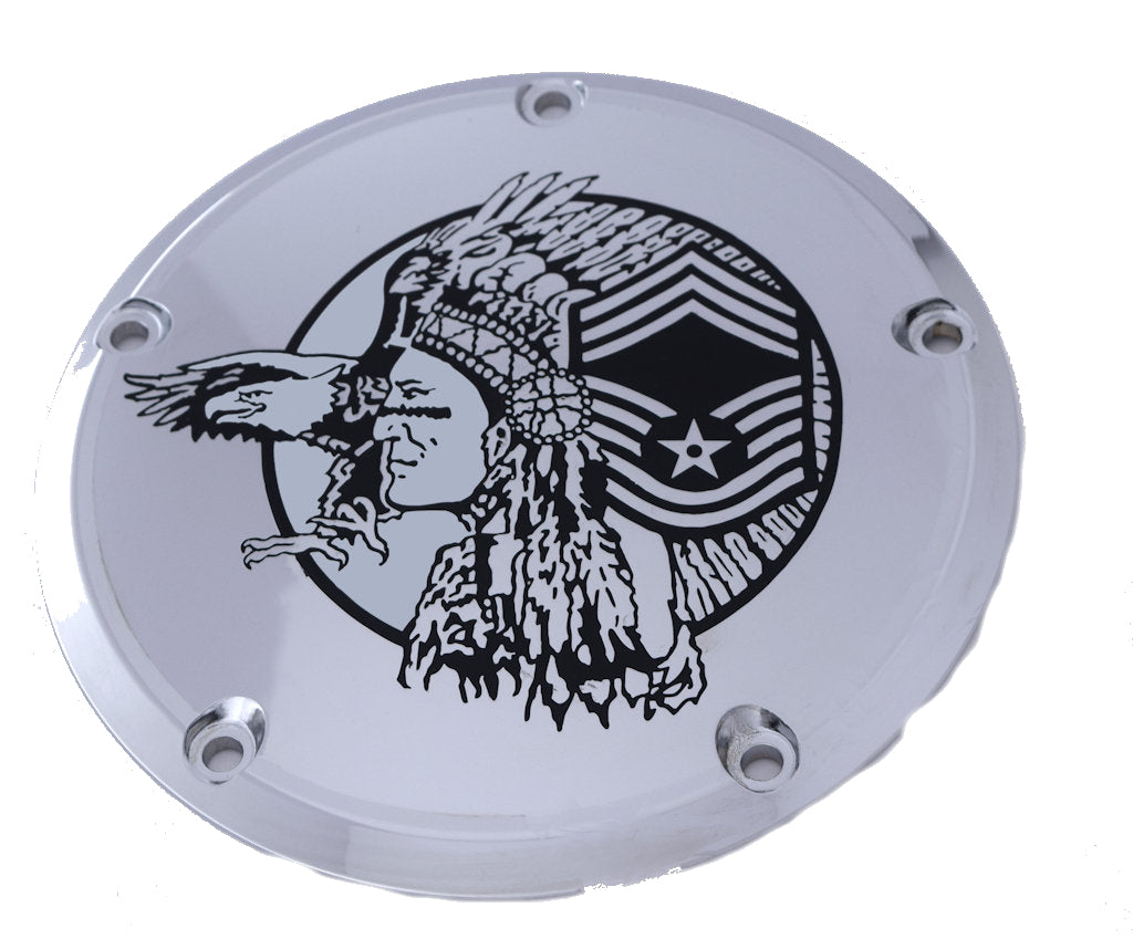 Air Force Chief, Black &amp; Chrome - TC Derby Cover, 7 ¼ inches in diameter