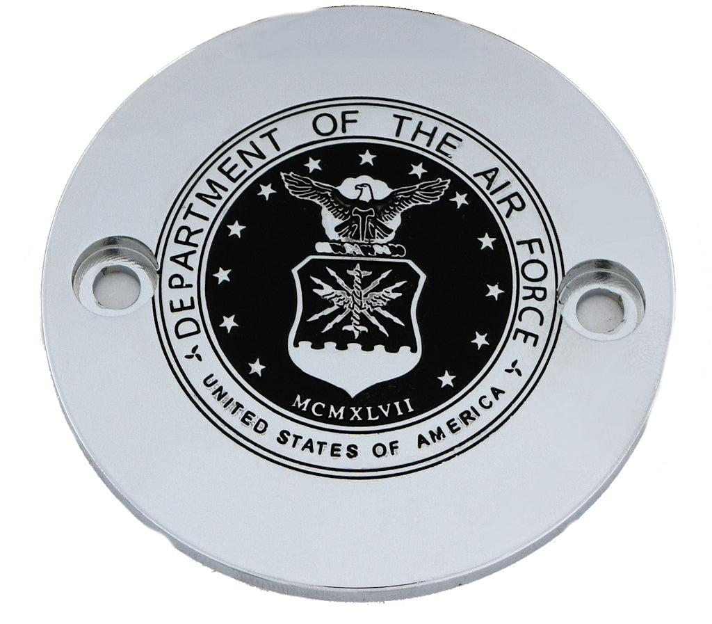 US Air Force Seal, Black &amp; Chrome, Milw 8 Timing Cover