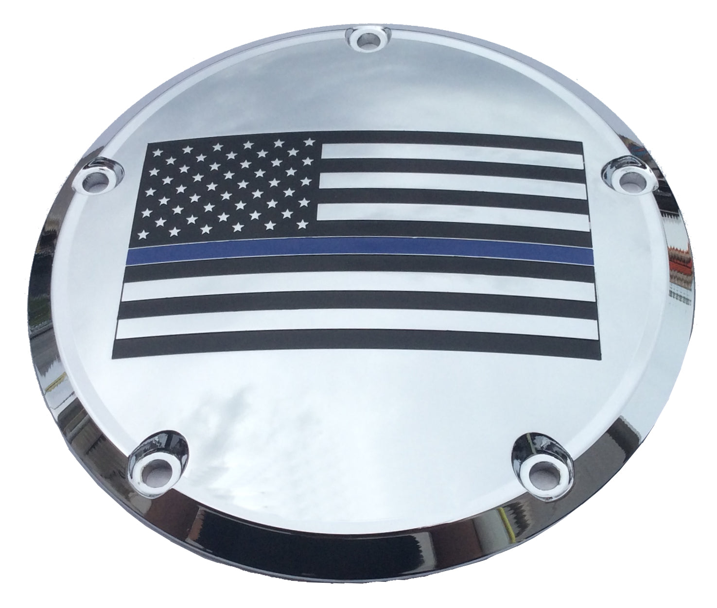 Blue Line Flag Derby Cover, 7 ¾ inches in diameter – Custom Engraving Ltd