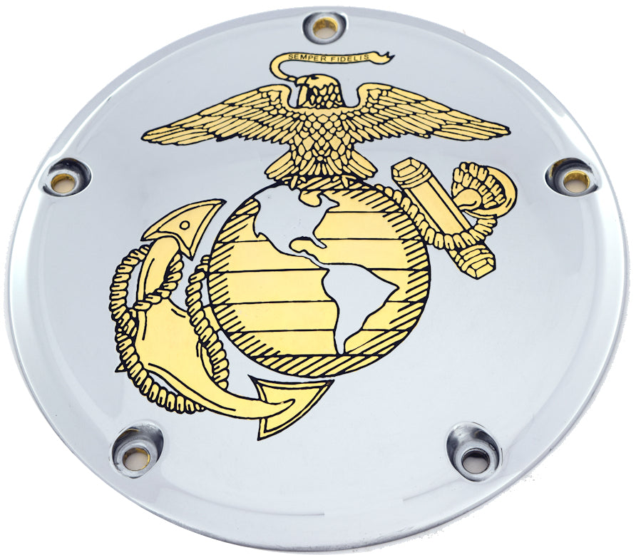Gold Plated EGA With Chrome Continents TC Derby Cover, 7 ¼ inches in diameter