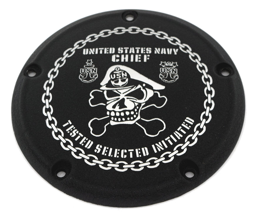 Navy Chiefs Mess, Black Gloss TC Derby Cover, 7 ¼ inches in diameter