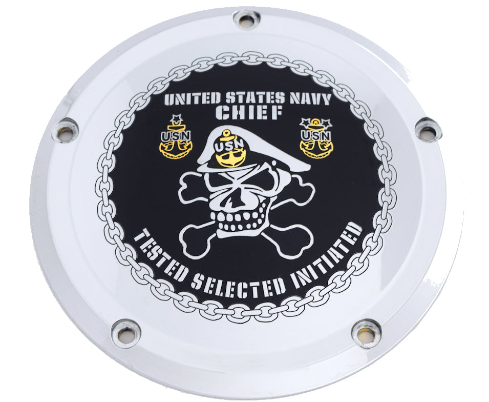 Navy Chief Skull TC Derby Cover, 7 ¼ inches in diameter