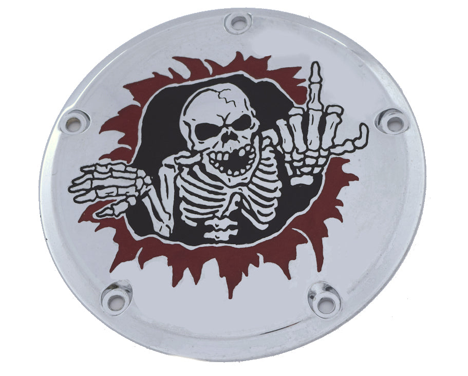 Skeleton Flipping Tear Through TC Derby Cover, 7 ¼ inches in diameter