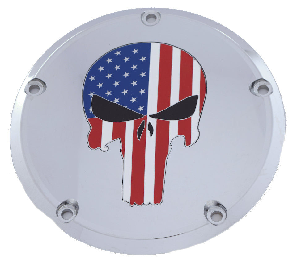 Stars and Stripes Punisher   Derby Cover, 7 ¾ inches diameter