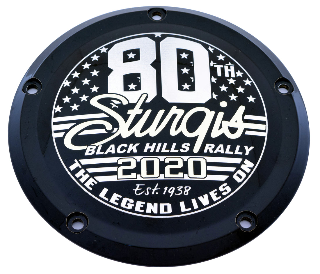 Sturgis 80th  Black Gloss TC Derby Cover, 7 ¼ inches in diameter