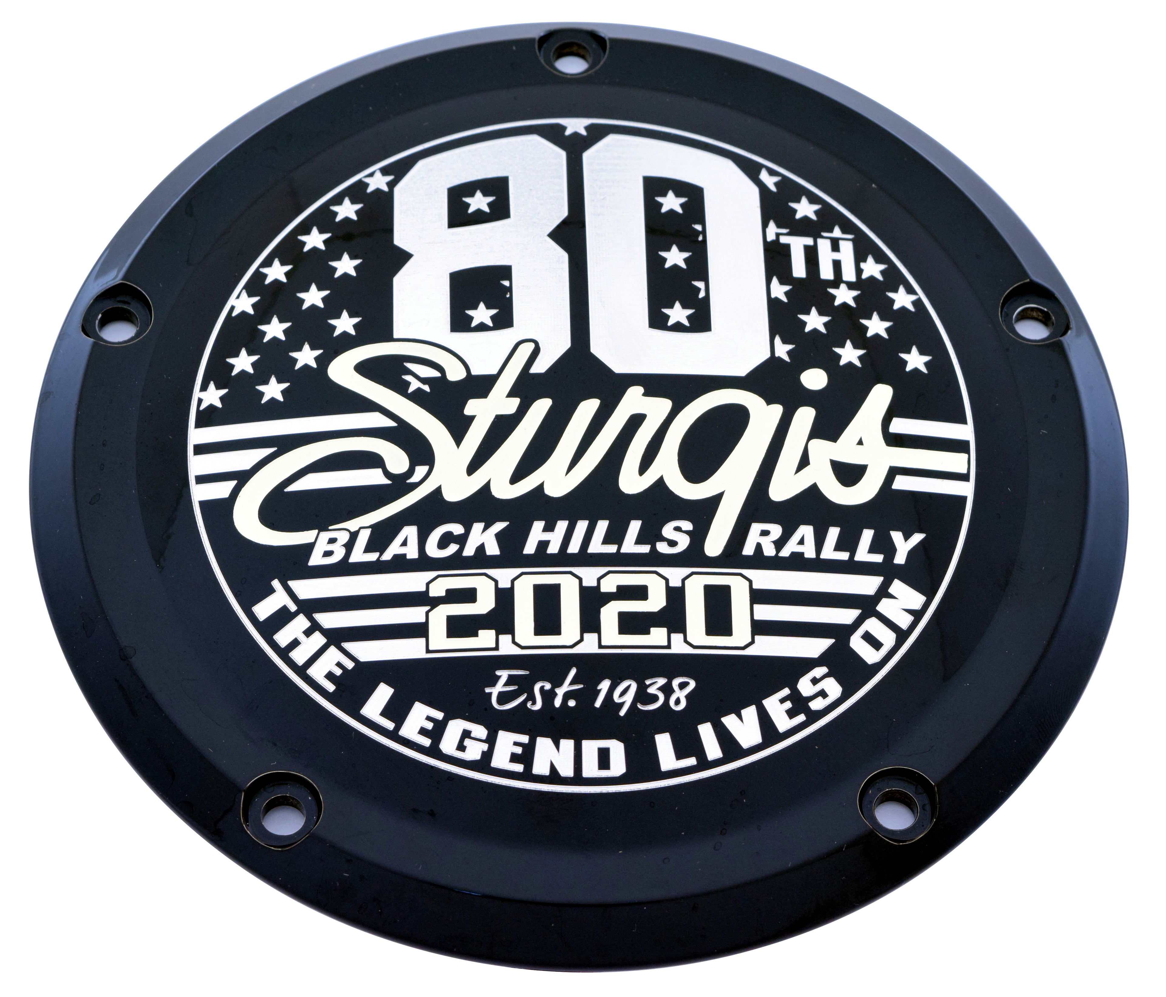 Sturgis 80th  Black Gloss TC Derby Cover, 7 ¼ inches in diameter