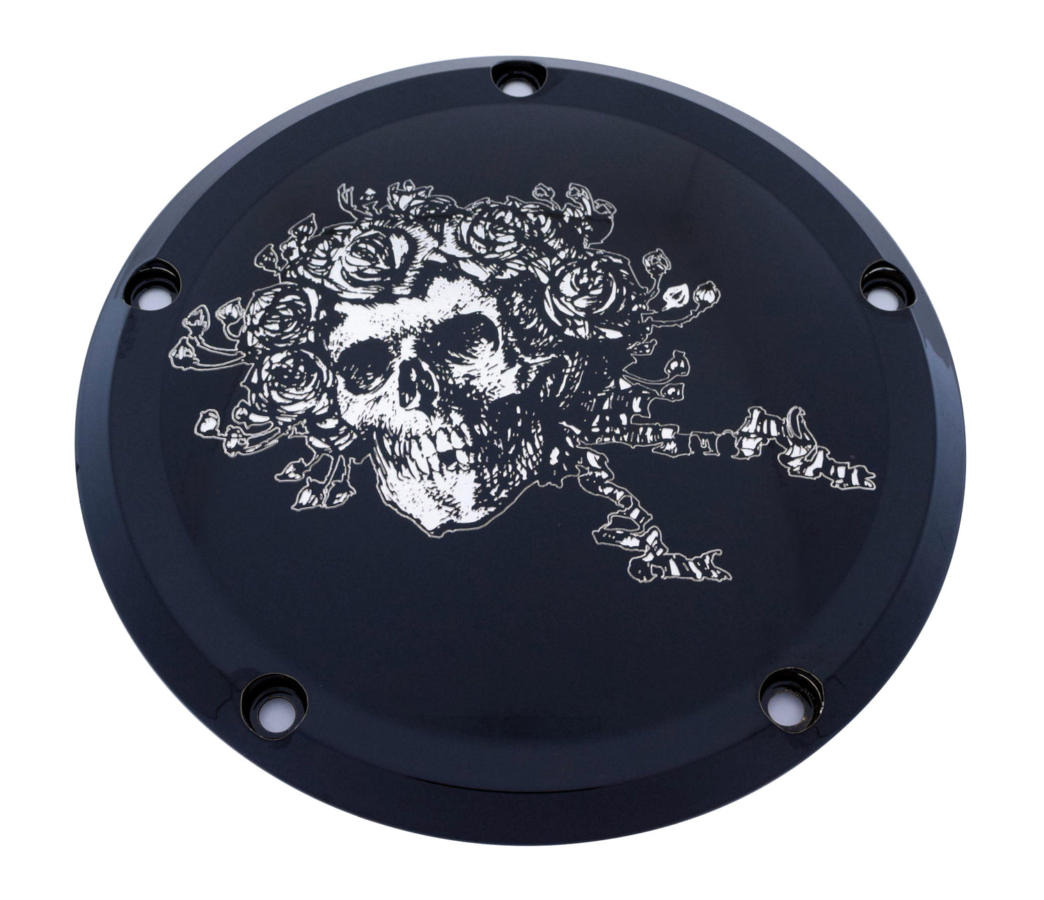 Skull &amp; Roses - Contrast Cut Derby Cover, 7 ¾ inches diameter