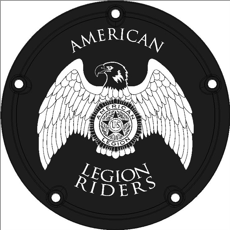 American Legion Riders - Black Gloss TC Derby Cover, 7 ¼ inches in diameter