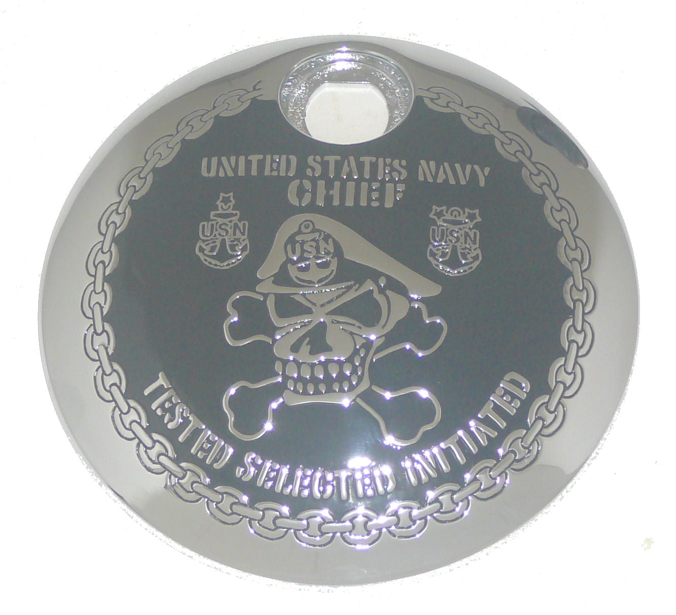 Navy Chief - Skull &amp; Crossbones- FLH Fuel Lid (1992-2007)