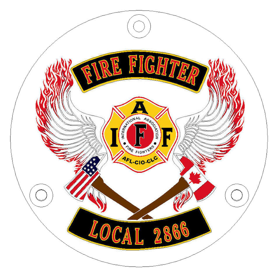 Iaff Local 80 IAFF-MG logo with Local No. - Shovel/Evo Derby Cover – Custom Engraving Ltd